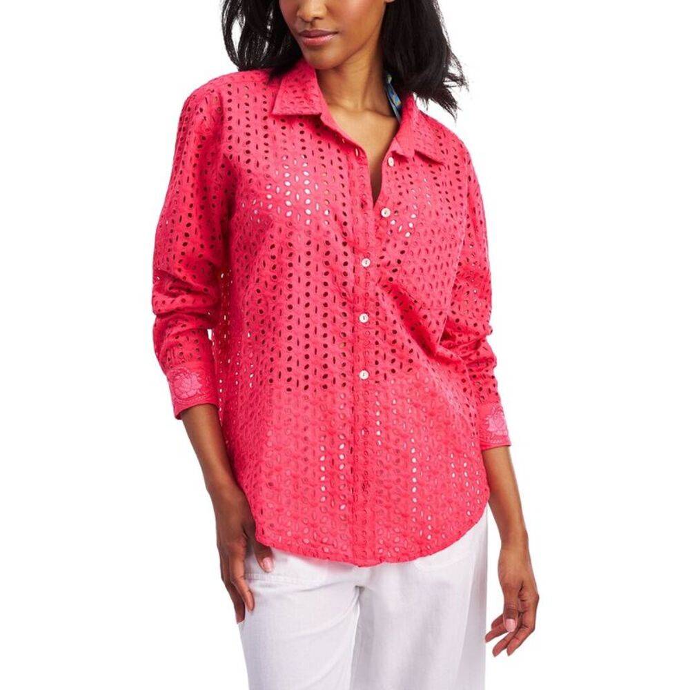 Roller Rabbit Womens  Malina Eyelet Boyfriend Shirt